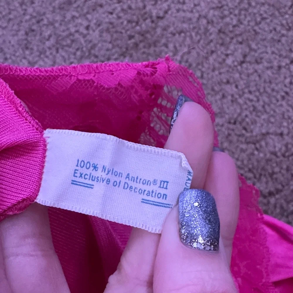 Vintage Pink Lace Silky Chemise Top - Picture 10 of 11